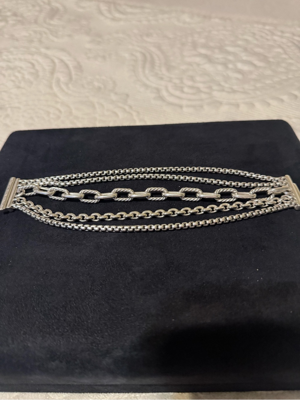 David Yurman Sterling Silver Multi-Row Chain Bracelet
